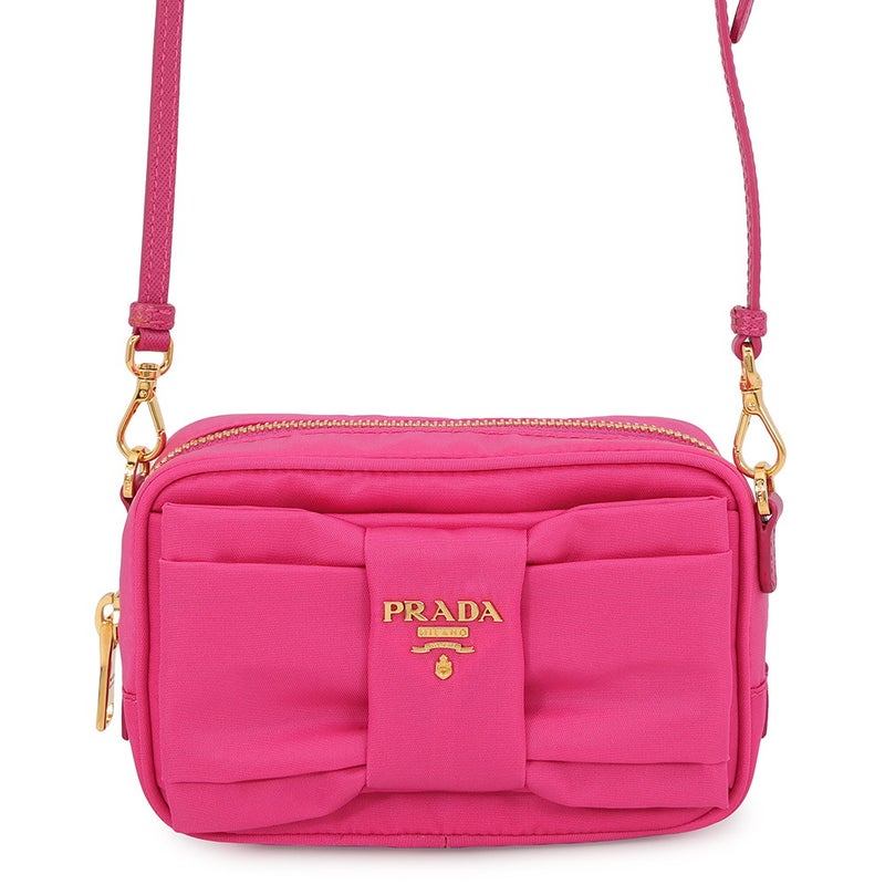 プラダ ショルダーバッグ リボン ロゴ ナイロン レザー 1N1727 PRADA