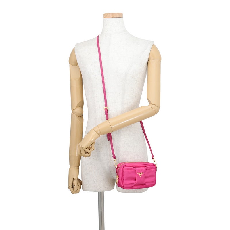 プラダ ショルダーバッグ リボン ロゴ ナイロン レザー 1N1727 PRADA