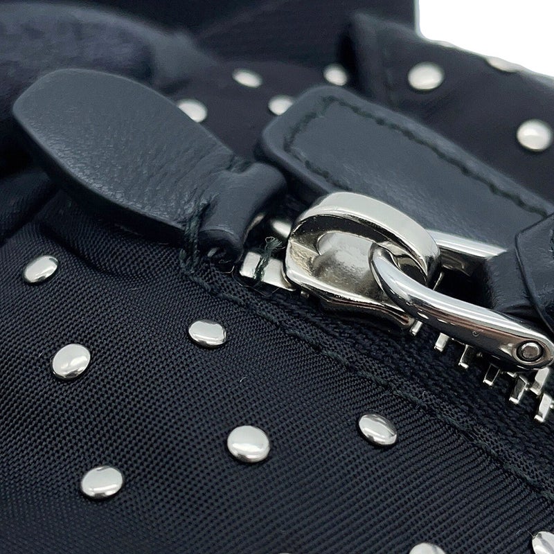 プラダ ショルダーバッグ トライアングルロゴ スタッズ ナイロン 1BD382 PRADA 黒