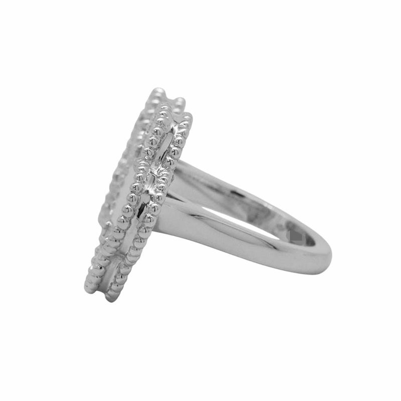 ヴァンクリーフ&アーペル リング マジック アルハンブラ アントレ レ ドア リング ホワイト&グレー マザーオブパール K18WG サイズ56