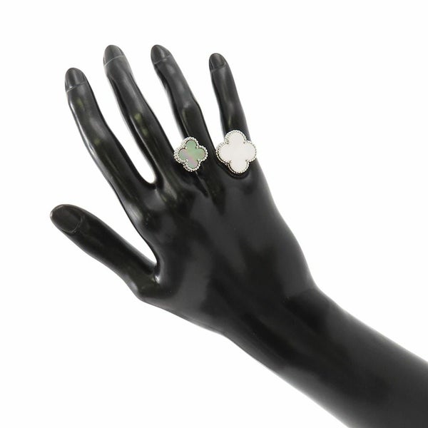 ヴァンクリーフ&アーペル リング マジック アルハンブラ アントレ レ ドア リング ホワイト&グレー マザーオブパール K18WG サイズ56