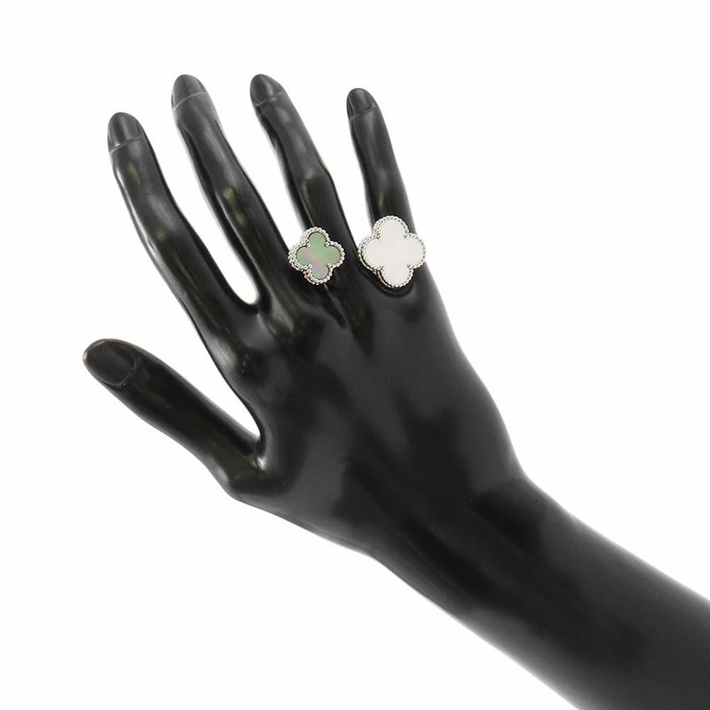 ヴァンクリーフ&アーペル リング マジック アルハンブラ アントレ レ ドア リング ホワイト&グレー マザーオブパール K18WG サイズ56