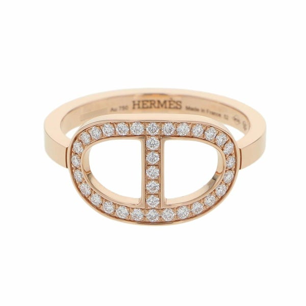 エルメス リング シェーヌダンクル コントゥール MM ダイヤモンド 33P 0.21ct K18PG リングサイズ52 HERMES 指輪