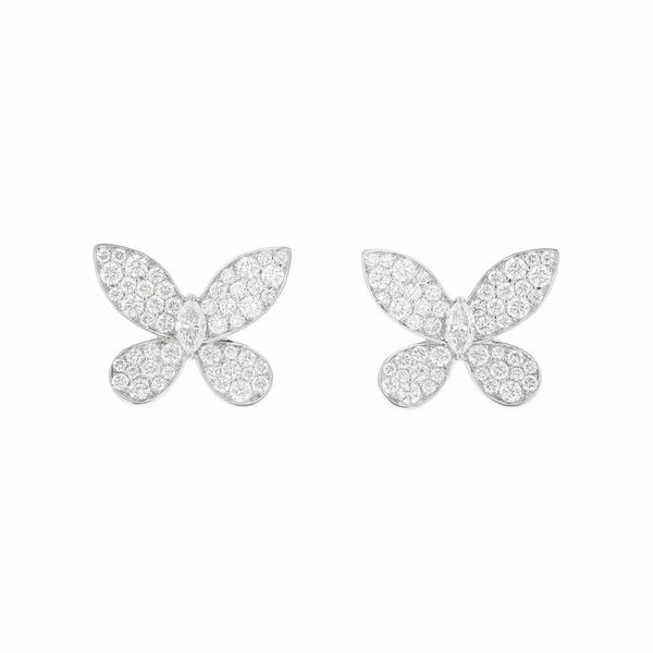 グラフ ピアス パヴェ バタフライ ダイヤモンド スモール スタッド イヤリング ダイヤ 計約1.10ct K18WGホワイトゴールド RGE1152