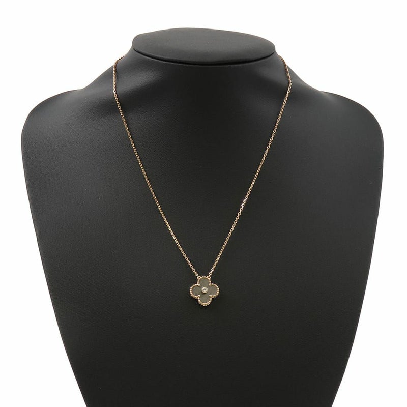 ヴァンクリーフ&アーペル ネックレス ヴィンテージ アルハンブラ シルバーオブシディアン ダイヤ 1P K18PG VCARP9T000 2023年ホリデー限定