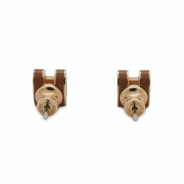 エルメス ピアス ミニ・ポップアッシュ マロングラッセ/ピンクゴールド金具 Hモチーフ HERMES Pop H ポップH