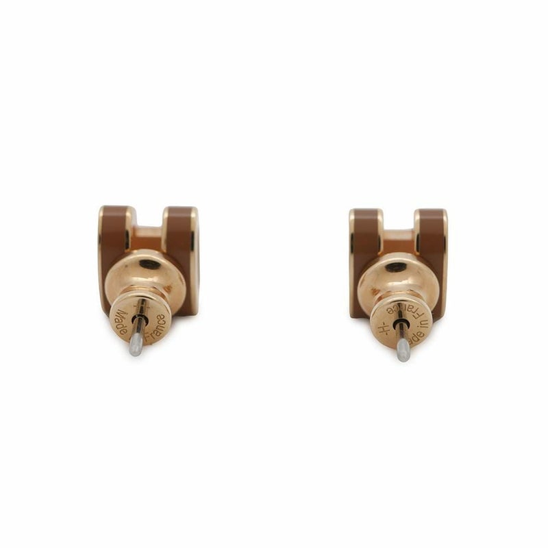 エルメス ピアス ミニ・ポップアッシュ マロングラッセ/ピンクゴールド金具 Hモチーフ HERMES Pop H ポップH