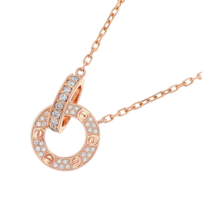 カルティエ ネックレス LOVE パヴェ ダイヤモンド 48P 計0.30ct K18PGピンクゴールド B7224528 ラブ ペンダント