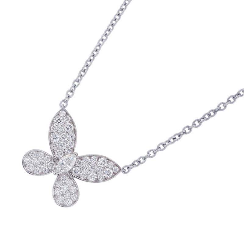グラフ ネックレス パヴェ バタフライ ダイヤモンド ミニ ペンダント ダイヤ 計約0.55ct K18WGホワイトゴールド RGP550