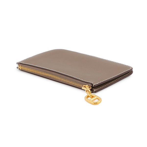 エルメス カードケース ジップアンゴー シェーヌ・ダンクル エトゥープ/ゴールド金具 エバーカラー K刻印 財布 定期入れ