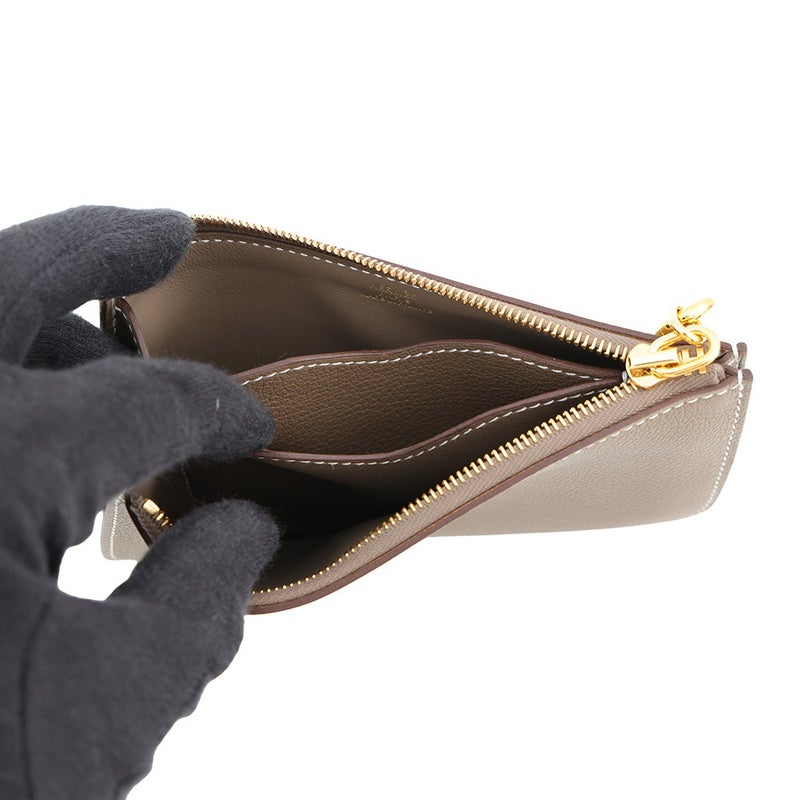 エルメス カードケース ジップアンゴー シェーヌ・ダンクル エトゥープ/ゴールド金具 エバーカラー K刻印 財布 定期入れ