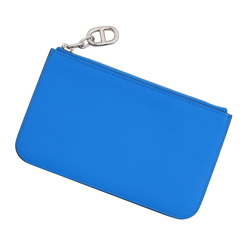 エルメス カードケース ジップアンゴー シェーヌ・ダンクル ブルーイドラ/シルバー金具 エバーカラー K刻印 財布 定期入れ