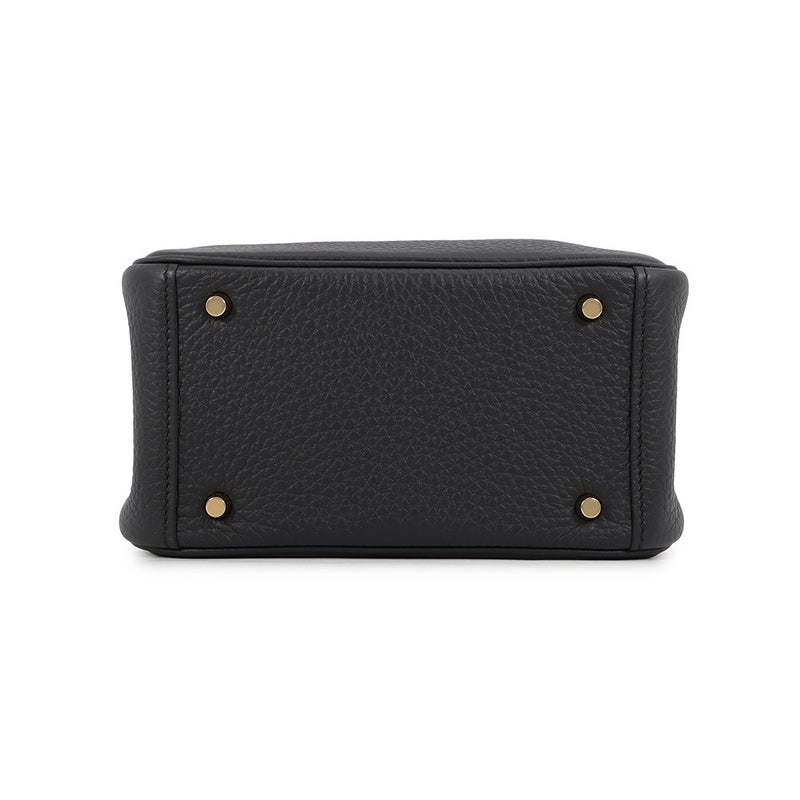 エルメス ハンドバッグ リンディ ミニ ブラック/ゴールド金具 トリヨンクレマンス G刻印 2wayショルダーバッグ 黒