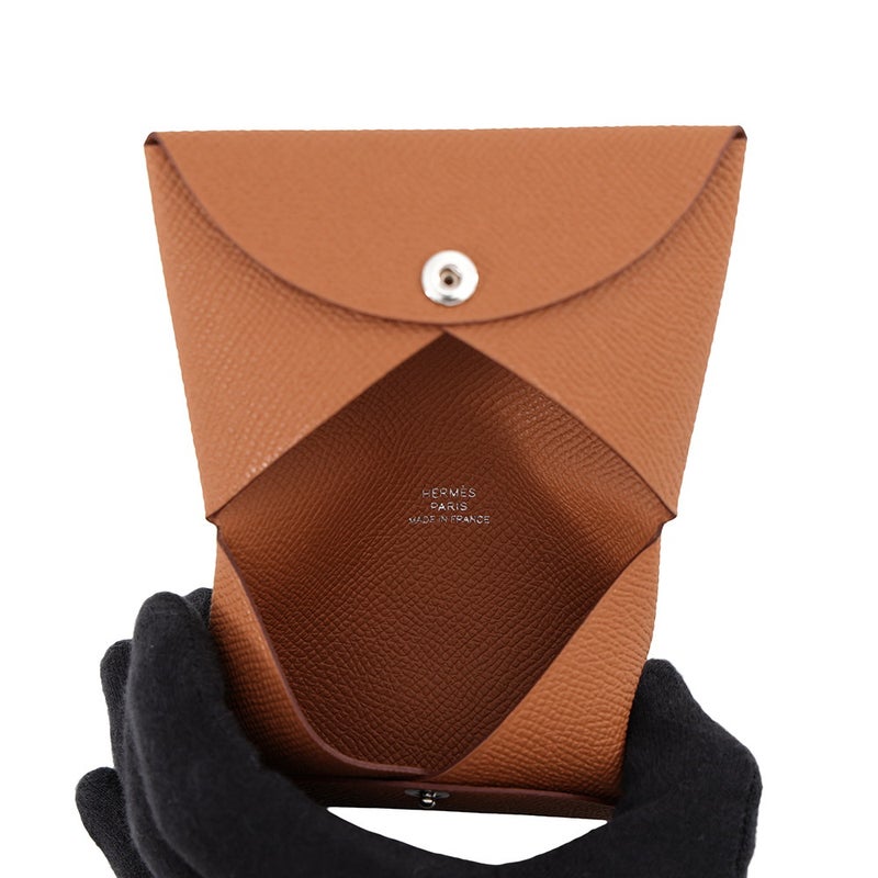 エルメス カードケース カルヴィ ゴールド エプソン W刻印 HERMES 名刺入れ