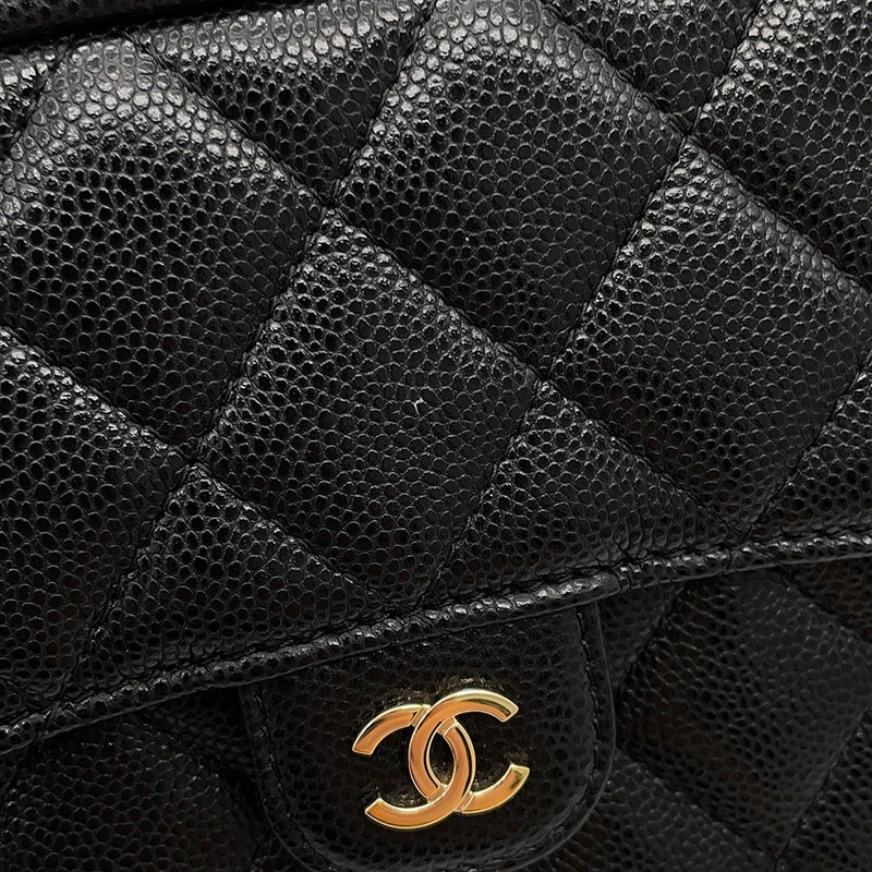 シャネル チェーンショルダーバッグ マトラッセ ココマーク クラシック チェーンクラッチ キャビアスキン AP4425 CHANEL 黒