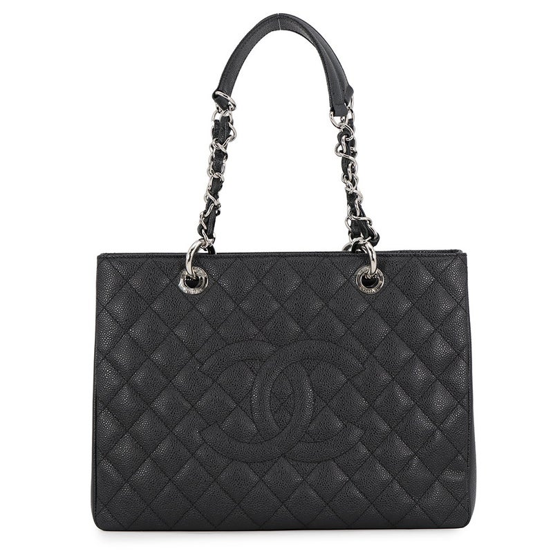 シャネル チェーントートバッグ ココマーク マトラッセ GST キャビアスキン A50995 CHANEL ショルダーバッグ 黒