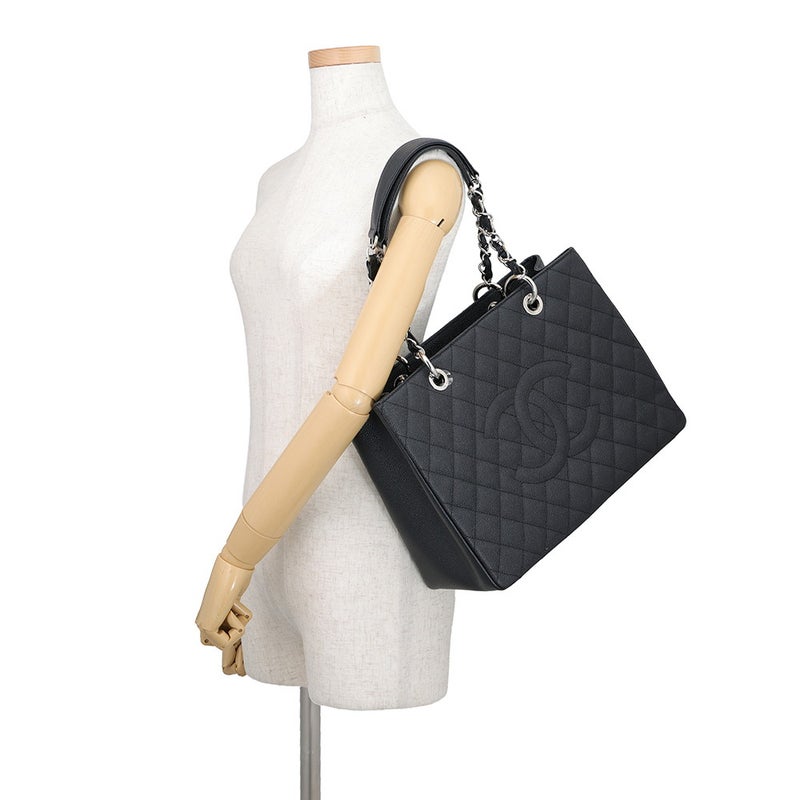 シャネル チェーントートバッグ ココマーク マトラッセ GST キャビアスキン A50995 CHANEL ショルダーバッグ 黒