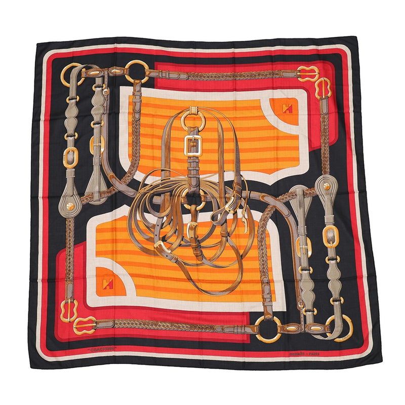エルメス ストール カレジェアン140 コーチング COATHING カシミヤ シルク HERMES 黒