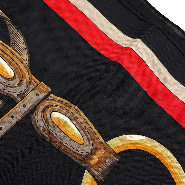 エルメス ストール カレジェアン140 コーチング COATHING カシミヤ シルク HERMES 黒