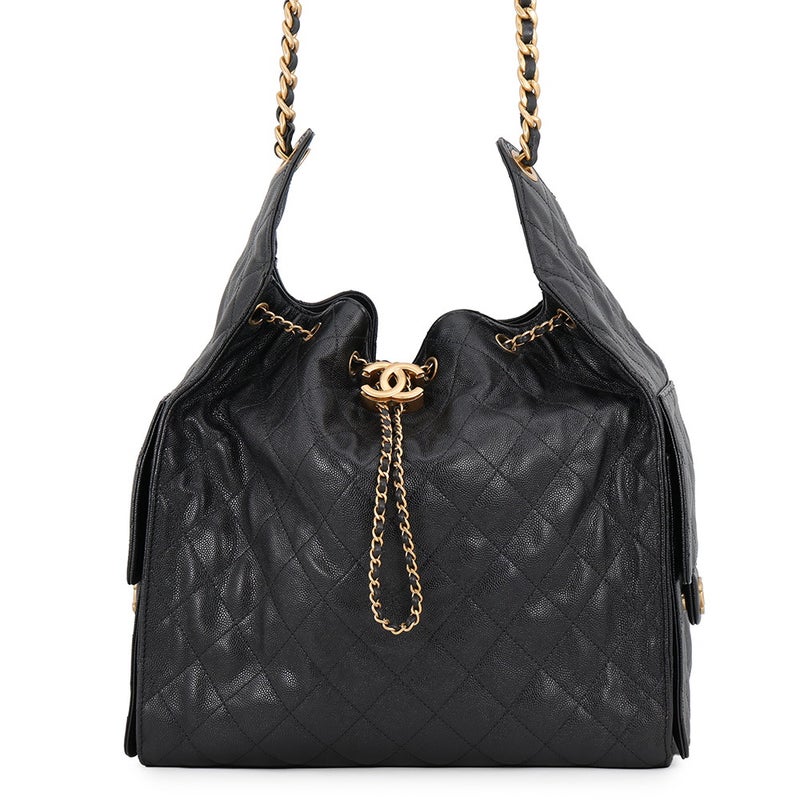 シャネル チェーンショルダーバッグ CHANEL25 ミディアム ココマーク マトラッセ キャビアスキン AS5311 CHANEL 黒
