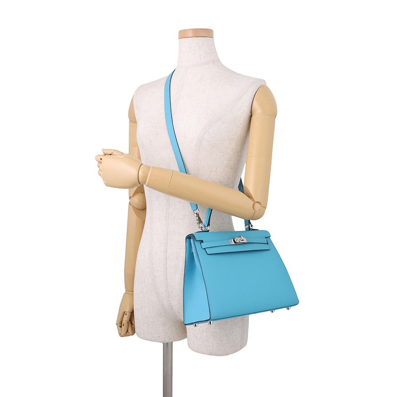 エルメス ハンドバッグ ケリー25 外縫い ブルーノール/シルバー金具 エプソン D刻印 HERMES Kelly 2wayバッグ
