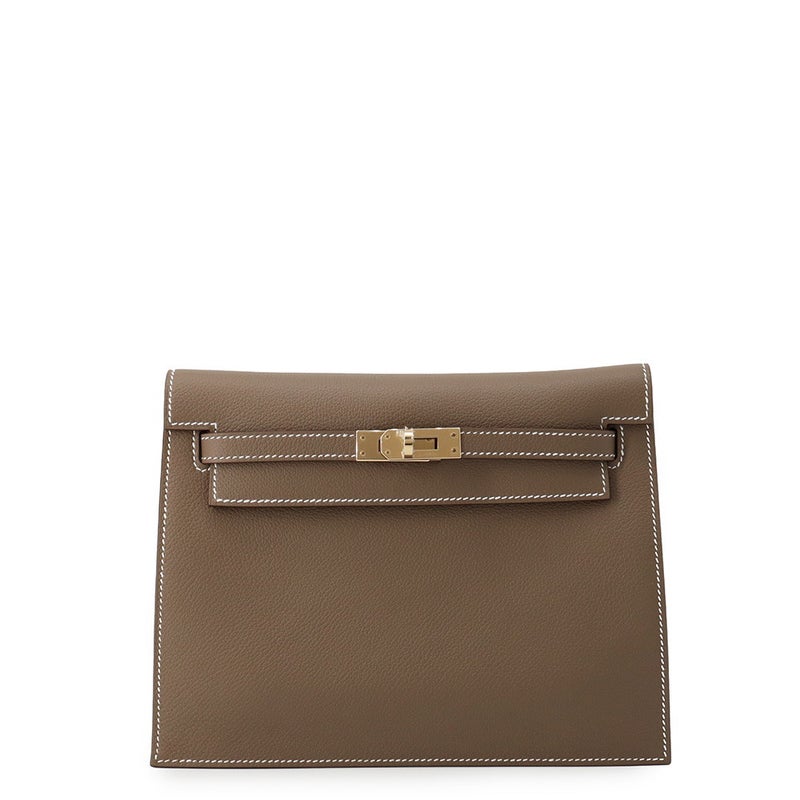 エルメス ショルダーバッグ ケリーダンス2 エトゥープ/シャンパンゴールド金具 エバーカラー W刻印 HERMES クラッチバッグ