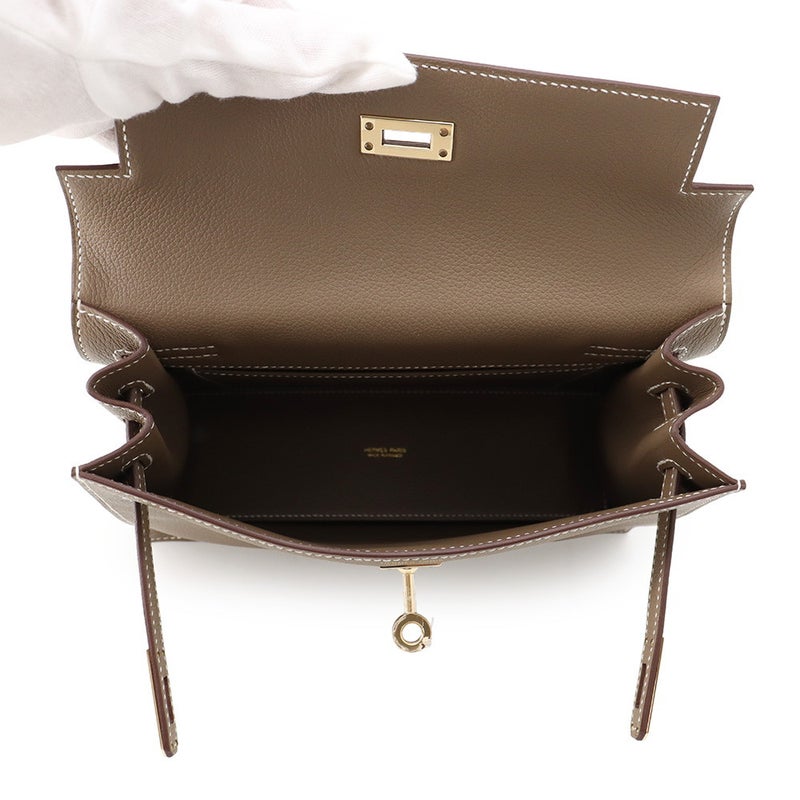 エルメス ショルダーバッグ ケリーダンス2 エトゥープ/シャンパンゴールド金具 エバーカラー W刻印 HERMES クラッチバッグ