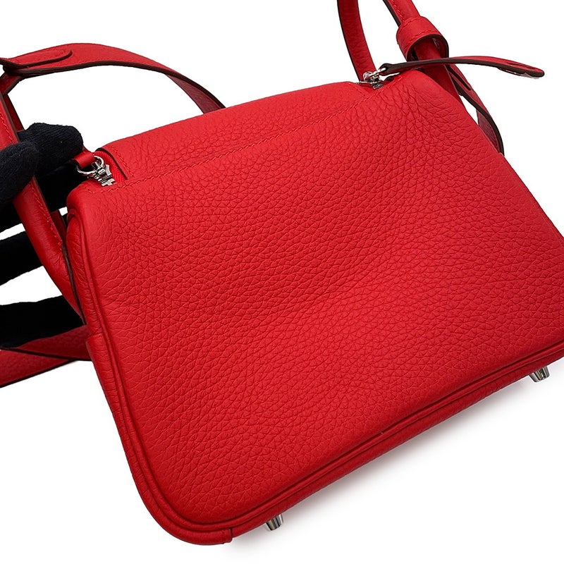 エルメス ハンドバッグ リンディ ミニ ルージュラデュー/シルバー金具 トリヨンクレマンス G刻印 HERMES 2wayショルダーバッグ