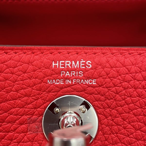エルメス ハンドバッグ リンディ ミニ ルージュラデュー/シルバー金具 トリヨンクレマンス G刻印 HERMES 2wayショルダーバッグ