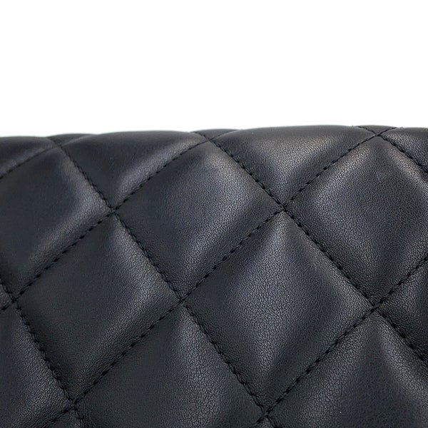 シャネル チェーンショルダーバッグ ミニ マトラッセ ココマーク ラムスキン フェイクパール CHANEL 黒