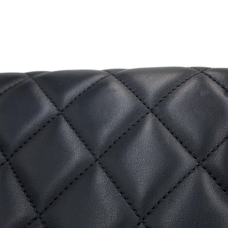 シャネル チェーンショルダーバッグ ミニ マトラッセ ココマーク ラムスキン フェイクパール CHANEL 黒