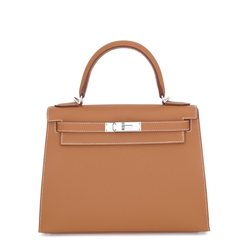 エルメス ハンドバッグ ケリー28 外縫い ゴールド/シルバー金具 エプソン B刻印 HERMES Kelly 2wayバッグ