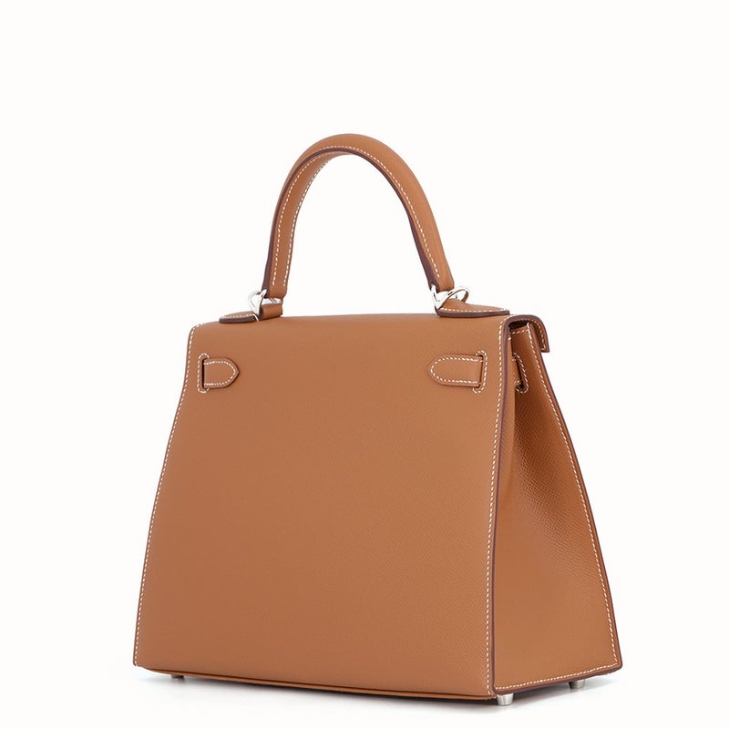 エルメス ハンドバッグ ケリー28 外縫い ゴールド/シルバー金具 エプソン B刻印 HERMES Kelly 2wayバッグ