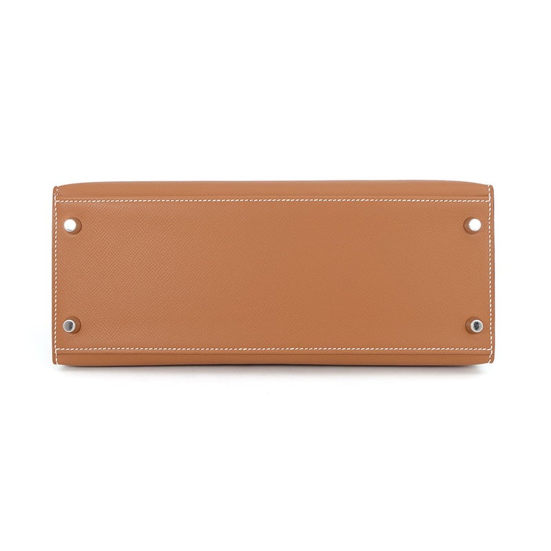 エルメス ハンドバッグ ケリー28 外縫い ゴールド/シルバー金具 エプソン B刻印 HERMES Kelly 2wayバッグ