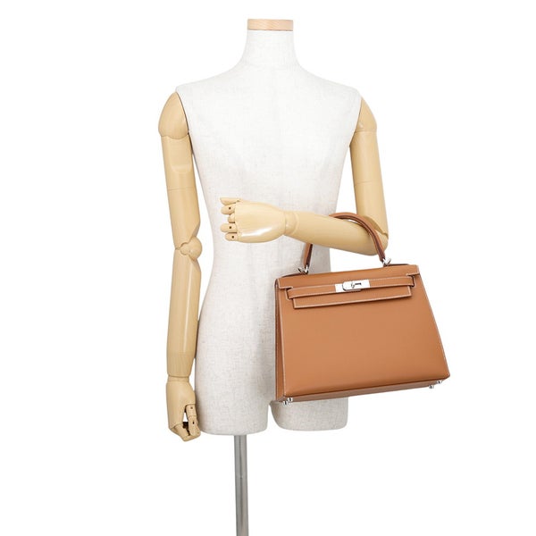 エルメス ハンドバッグ ケリー28 外縫い ゴールド/シルバー金具 エプソン B刻印 HERMES Kelly 2wayバッグ