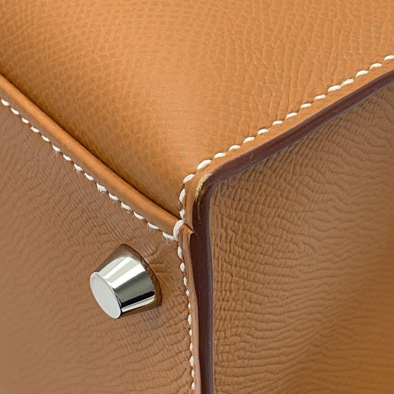 エルメス ハンドバッグ ケリー28 外縫い ゴールド/シルバー金具 エプソン B刻印 HERMES Kelly 2wayバッグ
