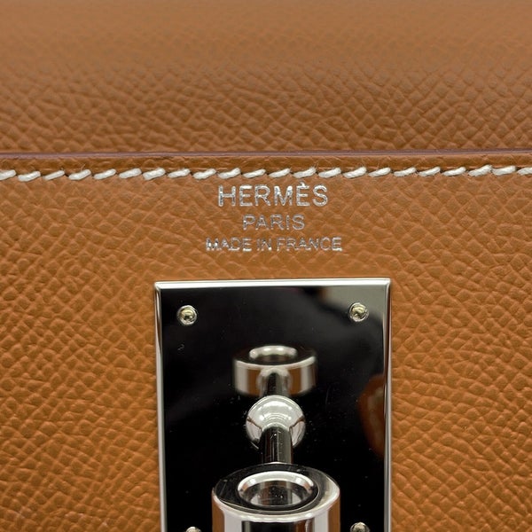 エルメス ハンドバッグ ケリー28 外縫い ゴールド/シルバー金具 エプソン B刻印 HERMES Kelly 2wayバッグ