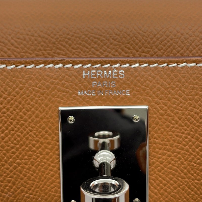 エルメス ハンドバッグ ケリー28 外縫い ゴールド/シルバー金具 エプソン B刻印 HERMES Kelly 2wayバッグ