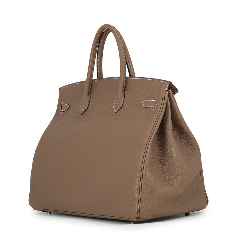 エルメス バーキン40 エトゥープ/シルバー金具 トゴ B刻印 HERMES Birkin ハンドバッグ