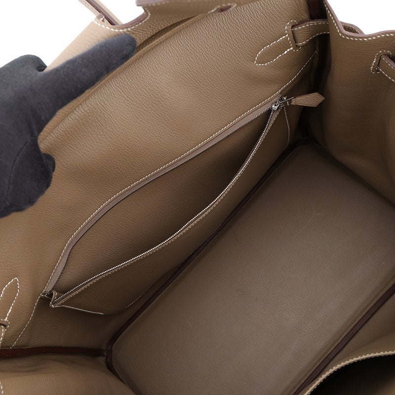 エルメス バーキン40 エトゥープ/シルバー金具 トゴ B刻印 HERMES Birkin ハンドバッグ
