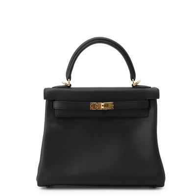 Hermès Kelly 25 Black Swift Gold