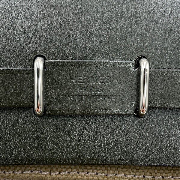 エルメス ショルダーバッグ エールバッグジップ ミニ ヴェールオリーブ/カーキ/シルバー金具 ヴァッシュハンター/トワルミリタリー G刻印