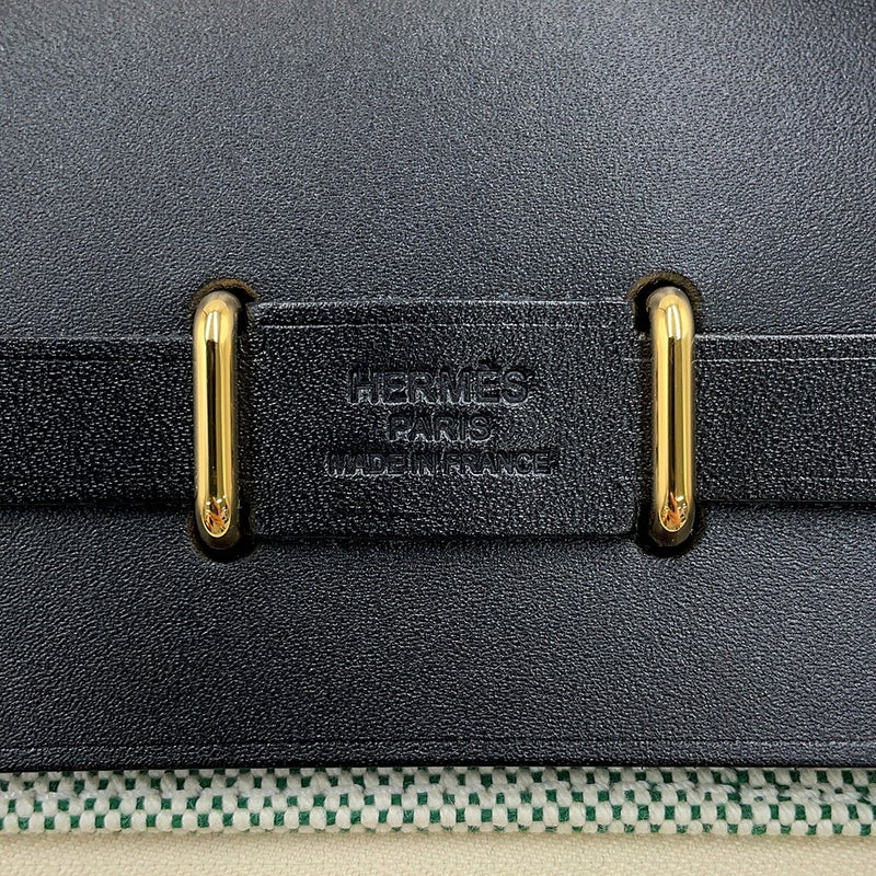 エルメス ショルダーバッグ エールバッグジップ ミニ ブラック/ヴェールモワイヤン/シルバー金具 トワルアッシュ/ヴァッシュハンター G刻印
