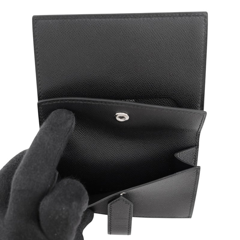 エルメス カードケース ベアン ミニ 小銭入れ付き ブラック/ブラック金具 ヴォーマダム G刻印 HERMES 名刺入れ コインケース 黒