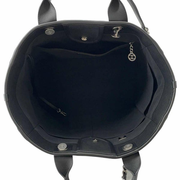 シャネル トートバッグ ドーヴィルライン ココマーク A66941 CHANEL 2wayショルダーバッグ ストライプ 黒