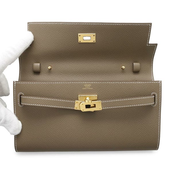 エルメス ケリーウォレット ロング トゥーゴー エトゥープ/ゴールド金具 エプソン K刻印