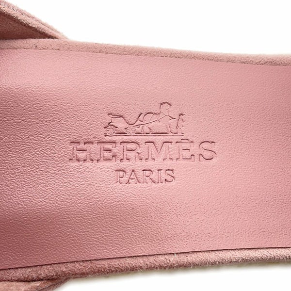 エルメス サンダル エルダ エスパドリーユ レザー ベロア レディースサイズ37 HERMES 靴