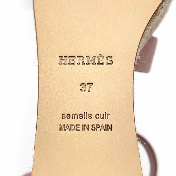 エルメス サンダル エルダ エスパドリーユ レザー ベロア レディースサイズ37 HERMES 靴