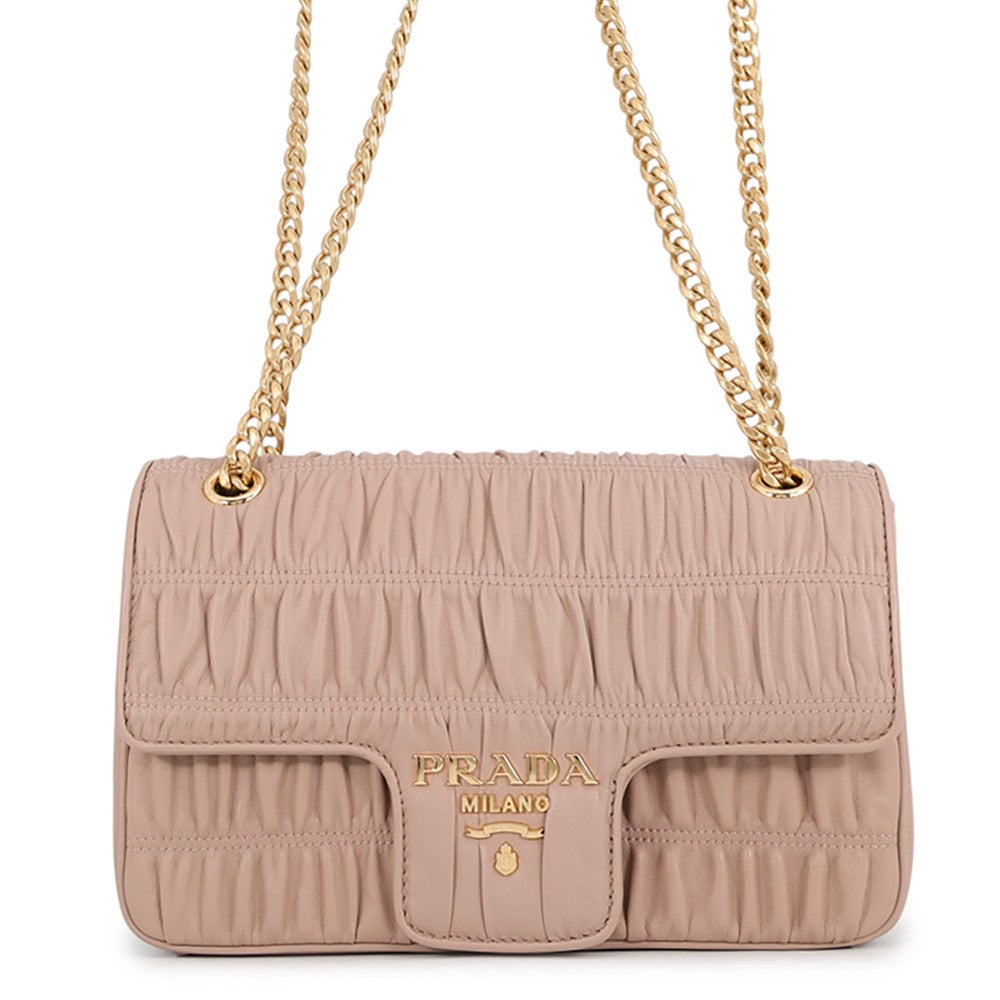 プラダ チェーンショルダーバッグ ギャザー ナッパレザー 1BD235 PRADA