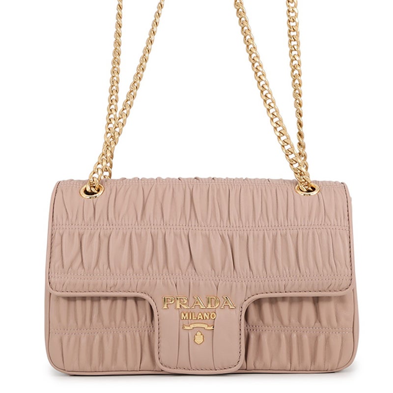 プラダ チェーンショルダーバッグ ギャザー ナッパレザー 1BD235 PRADA